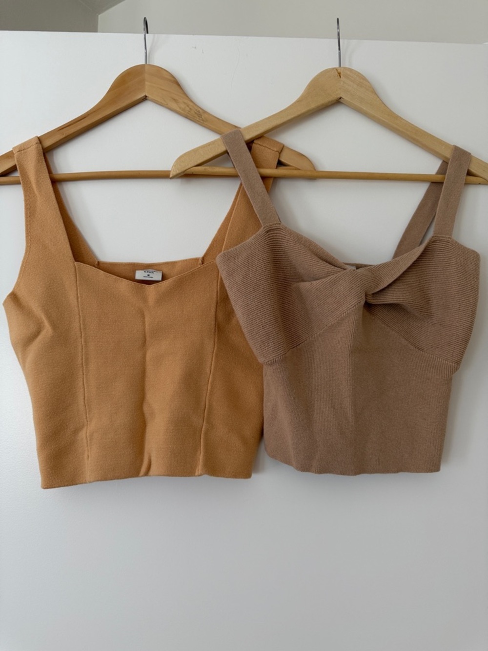 Abercrombie & Fitch Knit Crop Tops in Camel/Soft Yellow and Taupe